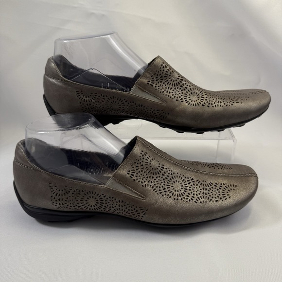 Sesto Meucci Ariana Shoes Womens 9.5 M Laser Cut Metallic Bronze Slip On Italy - Picture 4 of 9